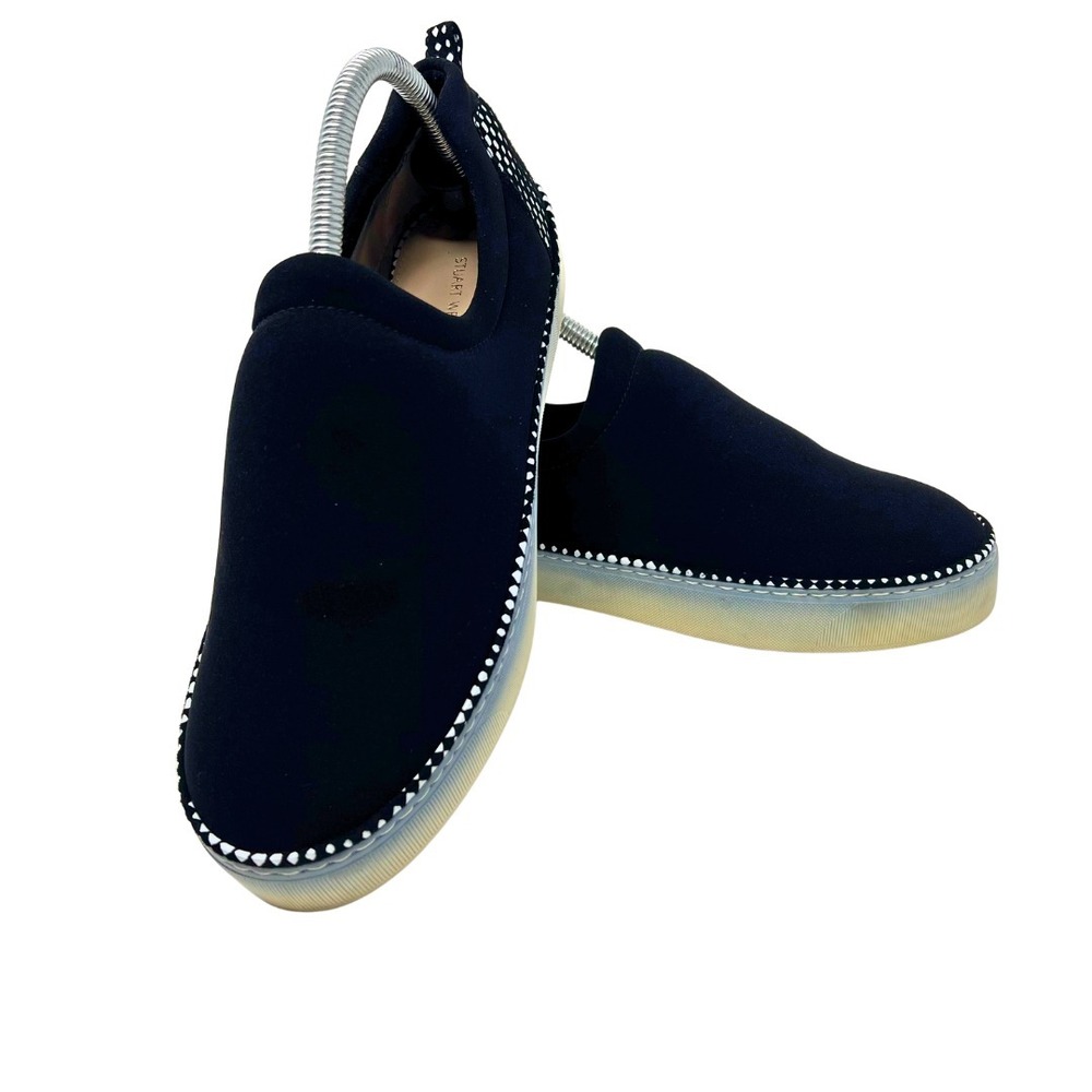 Stuart Weitzman Slip‎ On Sneakers Sz 8 Black White Spain Platform Shoes